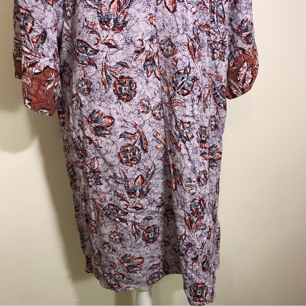 Maurices Floral Kimono Long Length Purple Brown Border Print Size 0X - Picture 9 of 15